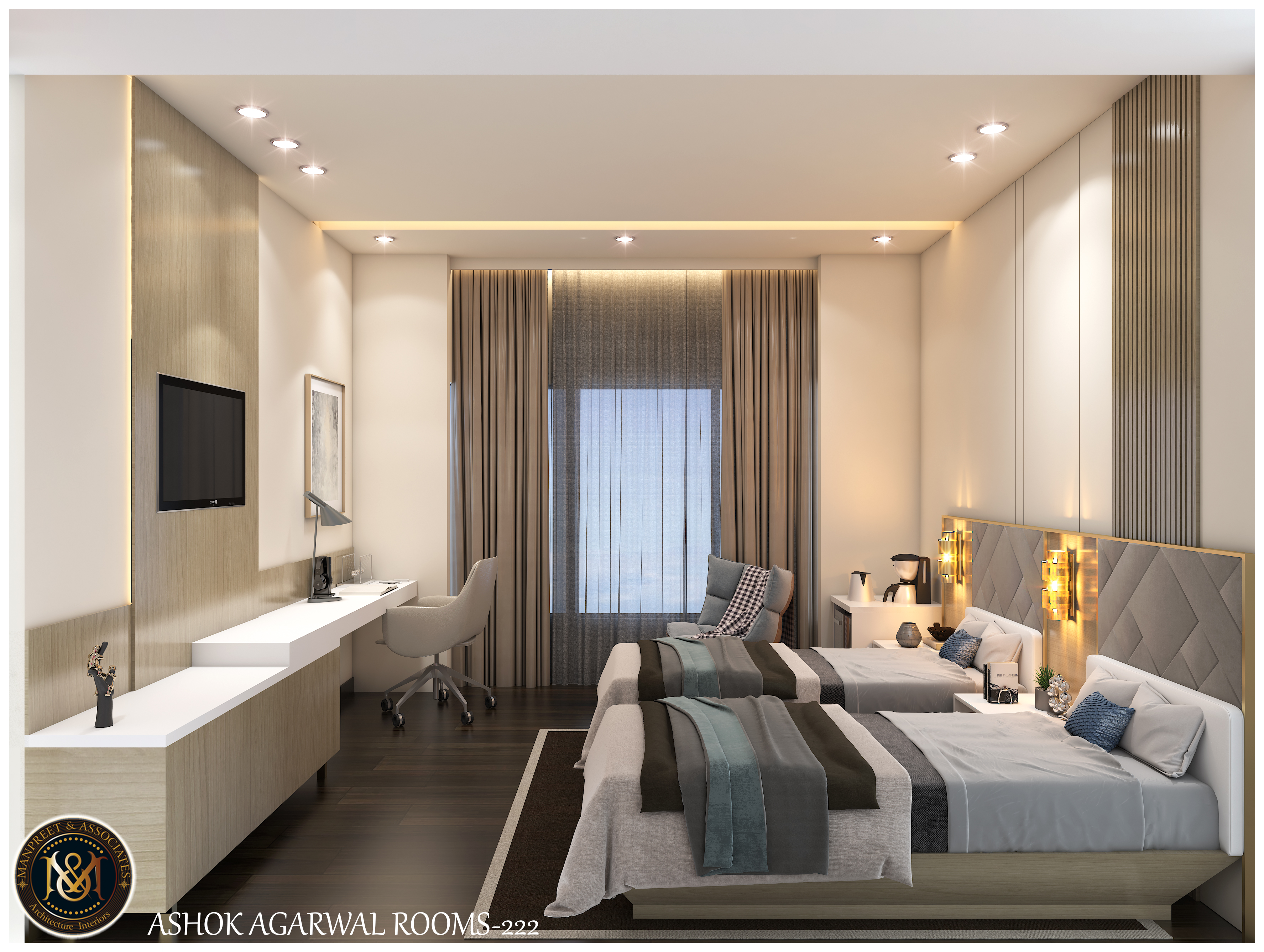 Presidential suite bedroom with elegant royal furnishings